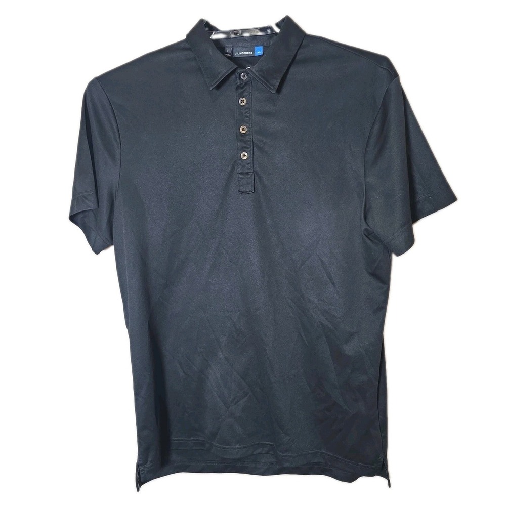 J. Lindeberg Men's Black Golf Polo Shirt Size Large t8